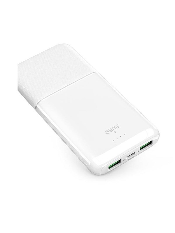 Puro Powerbank DAILY 10 PLUS 10000mAh 2x USBA / 1x USB-C 22.5W - White Nødlader - Hvit - 10000 mAh