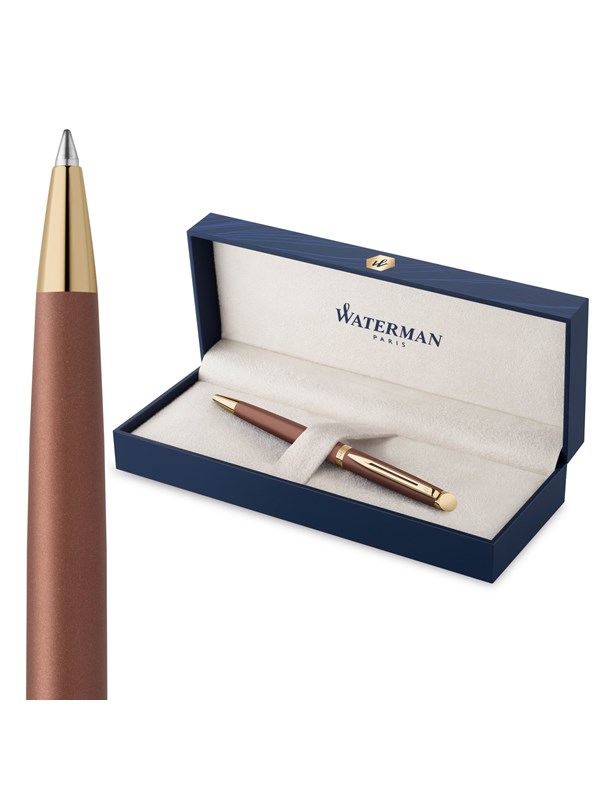 Waterman Hémisphère Ballpoint Pen | Copper Red (The Understated Edit Collection) | Medium Point with Blue Ink | Gift Box