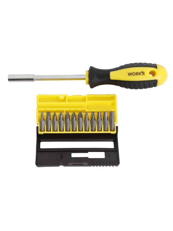Home>it Screwdriver handle + 12 x Bits Cr-V steel