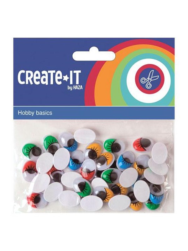 Haza Witbaard Colored Wiggle Eyes with Eyelashes 40pcs.