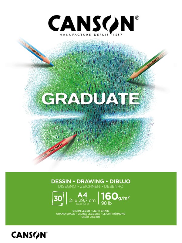 Canson Graduate White Drawing Pad A4 160G 30 SH