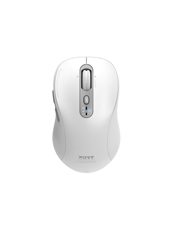PORT Designs PORT Connect - mouse - expert rechargeable - 2.4 GHz Bluetooth - white - Mus - Optisk - 6 - Hvit