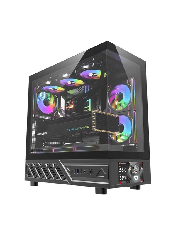 Darkflash DS950V Computer Case with Display + 6 Fans - Kabinett - Svart