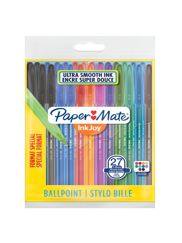 Paper Mate  InkJoy 100ST Ballpoint Pens | Medium Point (1.0mm) | Assorted Fun Colours | 27 Count