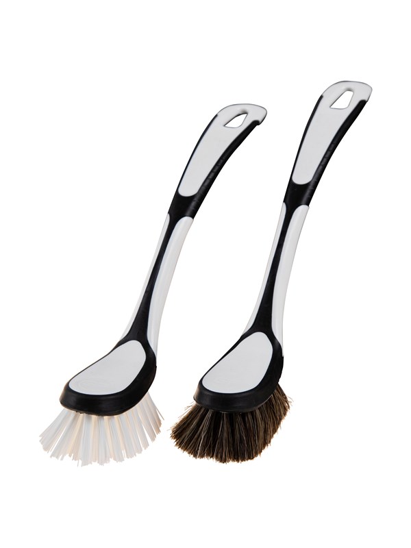 G.Funder Dishwashing brush with real clean hair. Handle in plastic and rubber.