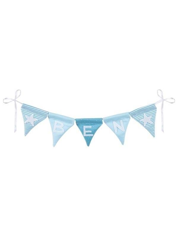 Goki Fabric Bunting Make Blue with 10 Flags and Alphabet Characters