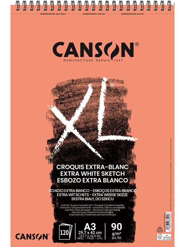 Canson XL Extra-Blanc FG A3 90G Spiral 120 SH