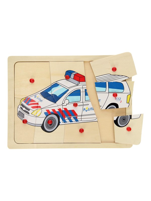 Playwood Wooden Knob Puzzle Police 9 pcs. Tre