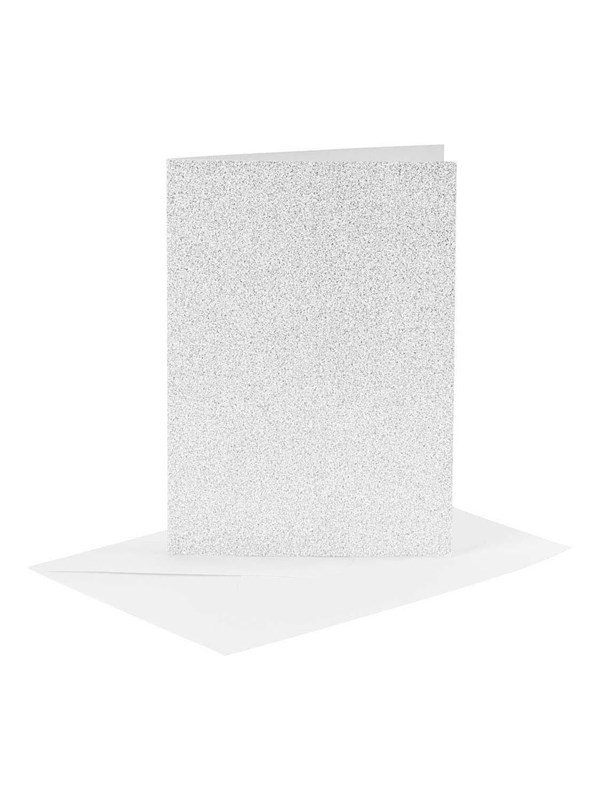 Creativ Company Cards and Envelopes 10.5x15cm Glitter Silver - 4 pcs.