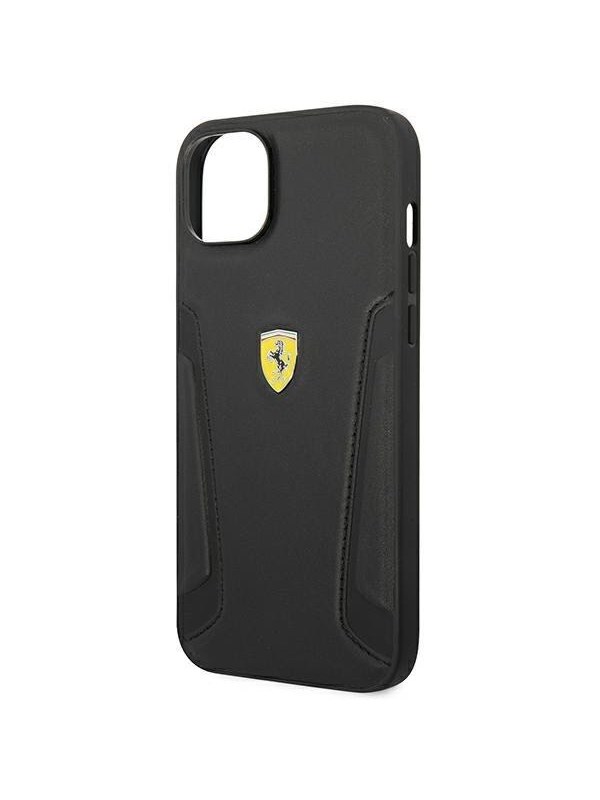 Ferrari Leather Stamp Sides Case for iPhone 14 Plus - Black