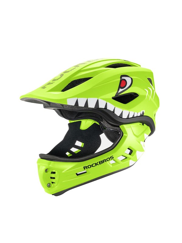 Rockbros TT-32004 Shark Children's Bike Helmet with Detachable Jaw Size M (54-58) - Green