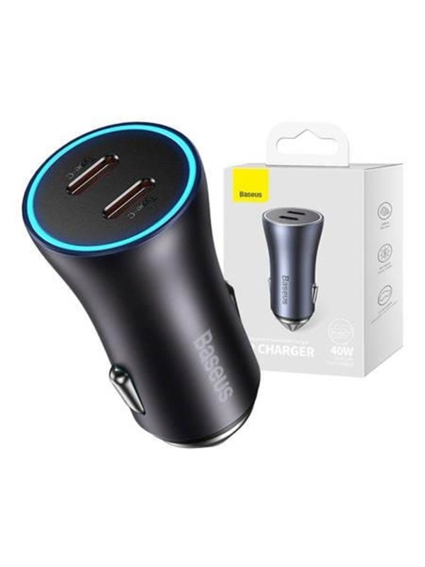 Baseus Golden Contactor Pro car charger 2x USB-C 40W (Dark Gray)