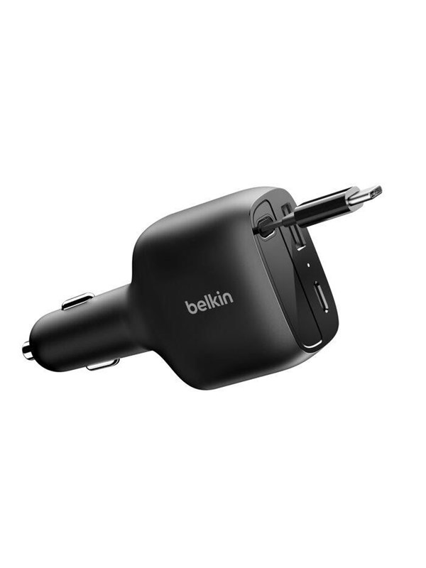 Belkin BOOSTCHARGE 75W Car Charger with Retractable USB-C Cable