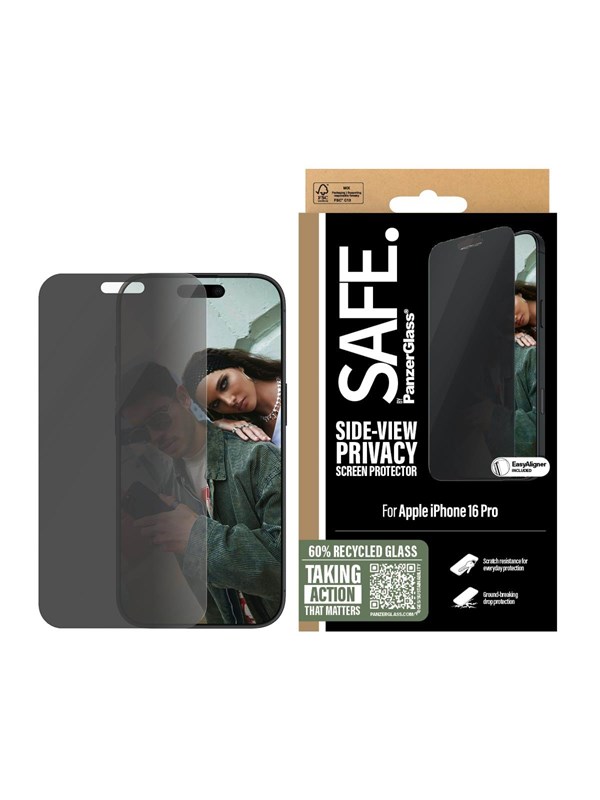 SAFE by PanzerGlass Privacy Screen Protector iPhone 16 Pro  | Ultra-Wide Fit