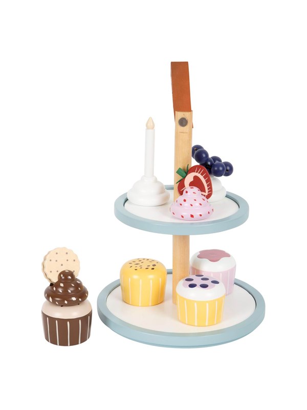 Small Foot - Wooden Play Food Etagere with Cupcakes 13 pieces.