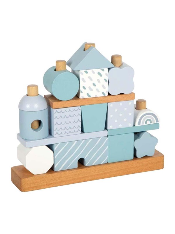 Small Foot - Wooden Stacking House Blue - 18 pcs.