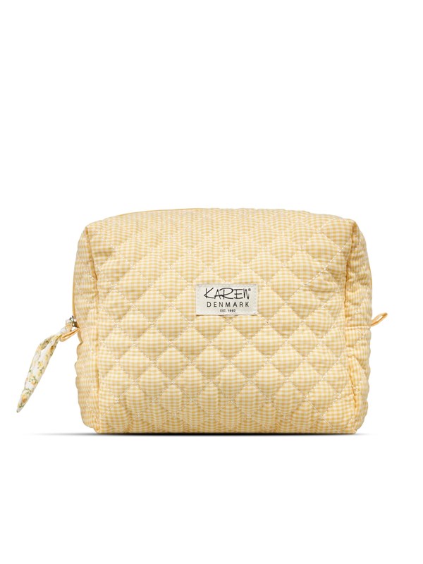 Karen Large toiletry bag in yellow checkered quilt