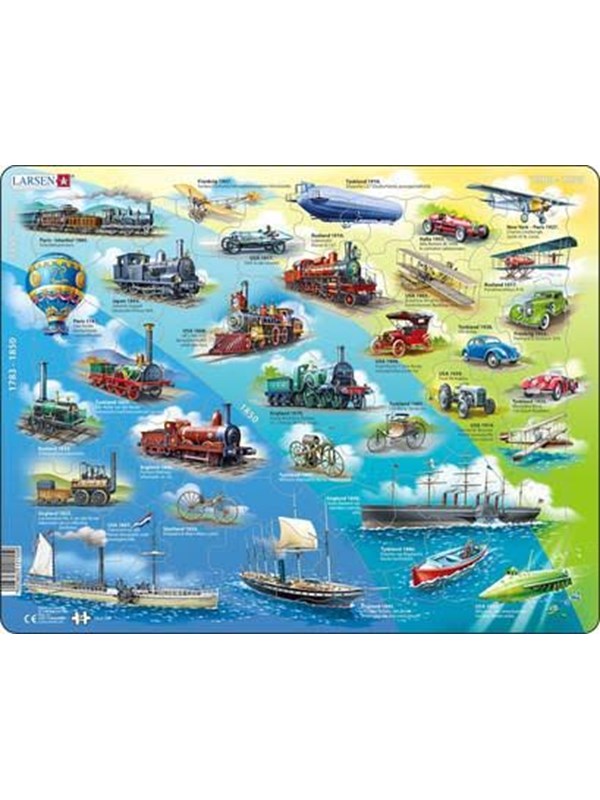 Larsen Puzzles Puzzle Historical Vehicles 1783-1939 - 54 pieces Maxi (36.5x28.5 cm) Gulv