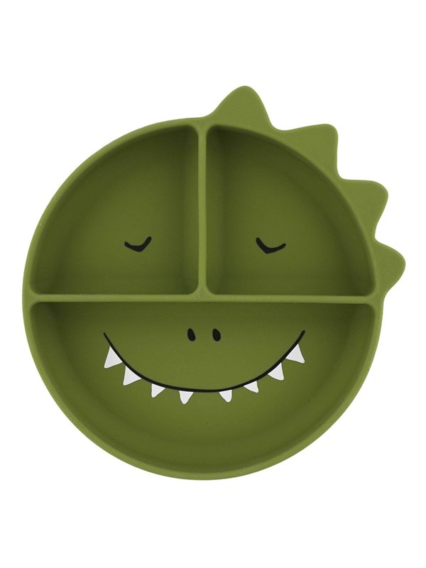 Trixie Baby - Silicone Plate with Compartments and Suction Cup - Mr. Dino