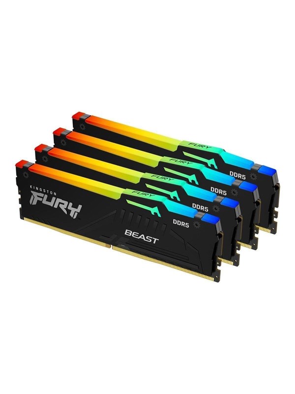 Kingston FURY Beast RGB DDR5-5600 - 64GB - CL40 - Quad Channel (4 pcs) - Intel XMP - Svart med RGB