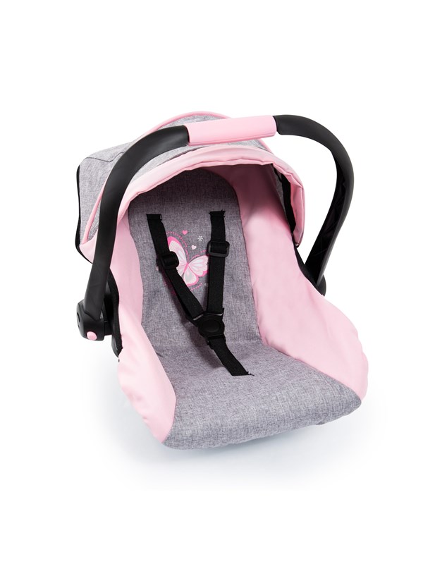 Bayer Design Deluxe Car Seat with Canopy for Dolls  - Grey/Pink (67933AA)