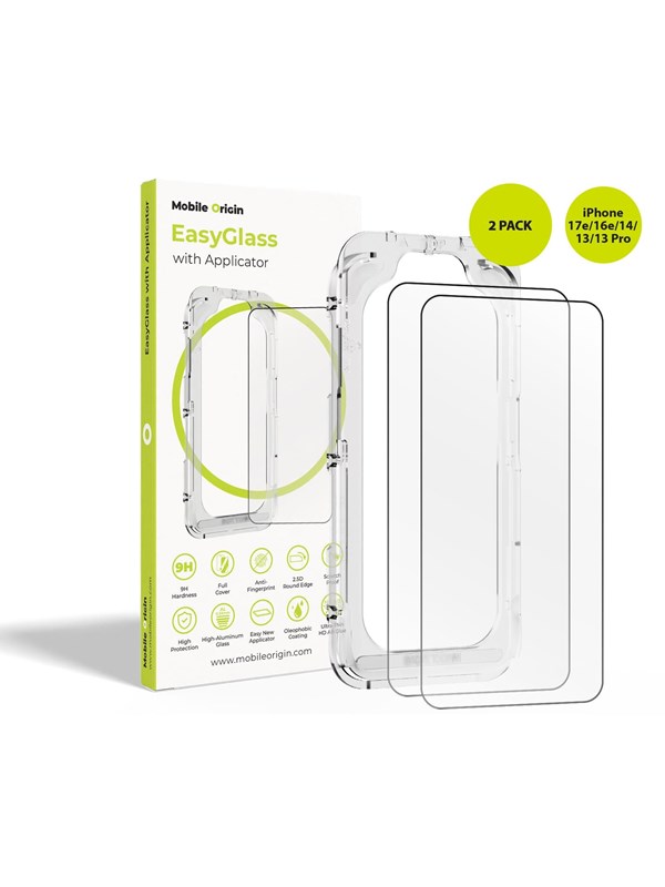Mobile Origin EasyGlass with Applicator iPhone 17e/16e/14/13/13 Pro - 2 pack