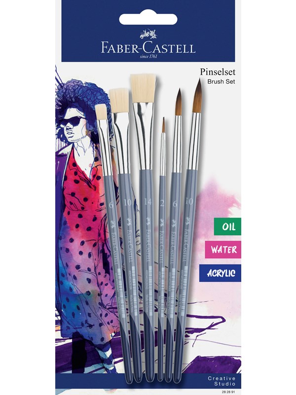 Faber-Castell Brush round 3x and flat 3x on BC
