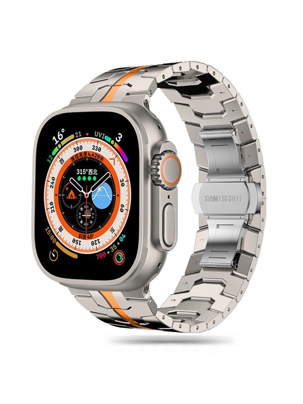 Tech-Protect Line Bracelet for Apple Watch 4 / 5 / 6 / 7 / 8 / 9 / SE / Ultra 1 / 2 (42 / 44 / 45 / 49 mm) - Titanium Orange