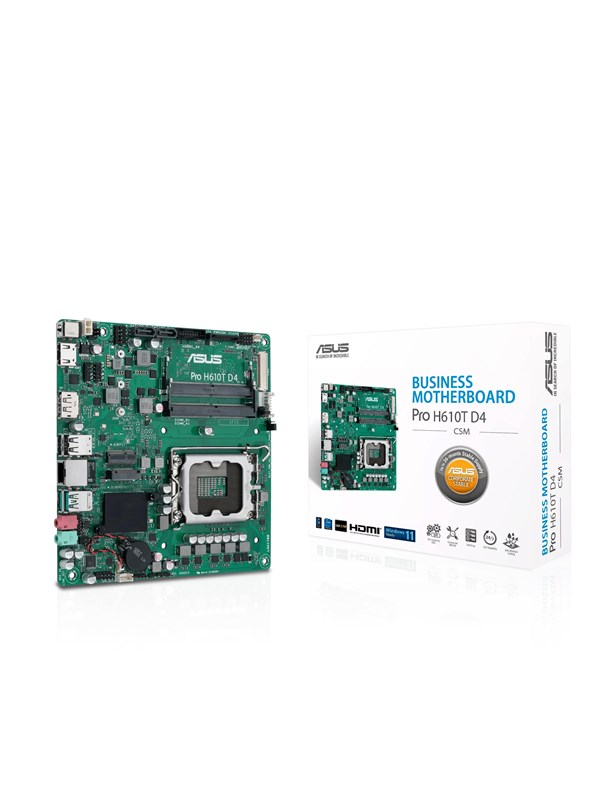 ASUS Pro H610T D4-CSM Hovedkort - Intel H610 - Intel LGA1700 socket - DDR4 RAM - Thin Mini-ITX