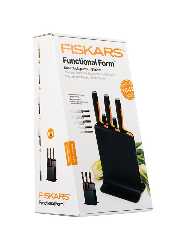Fiskars Functional Form Plastic knife block 5 knives