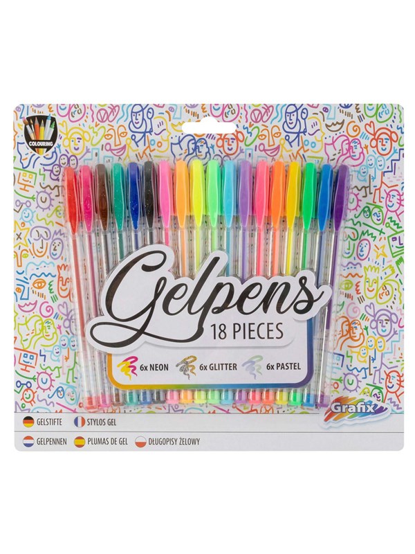 Grafix Gel pen set Neon Glitter Pastel 18 pcs.