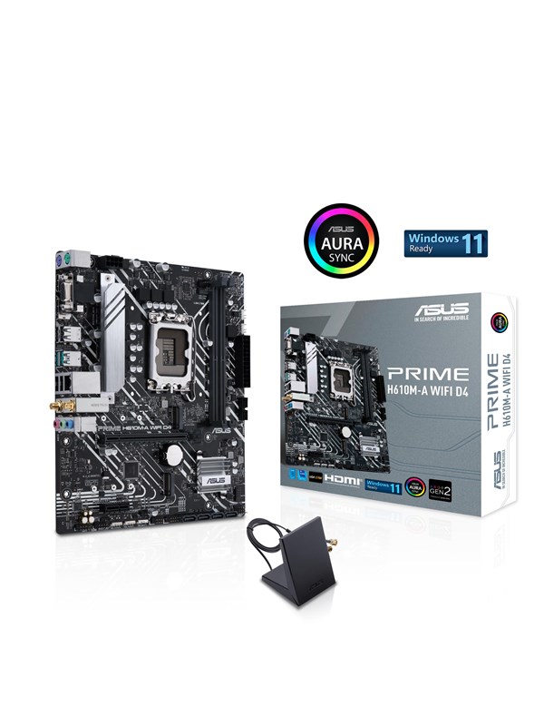 ASUS PRIME H610M-A WIFI D4 Hovedkort - Intel H610 - Intel LGA1700 socket - DDR4 RAM - Micro-ATX