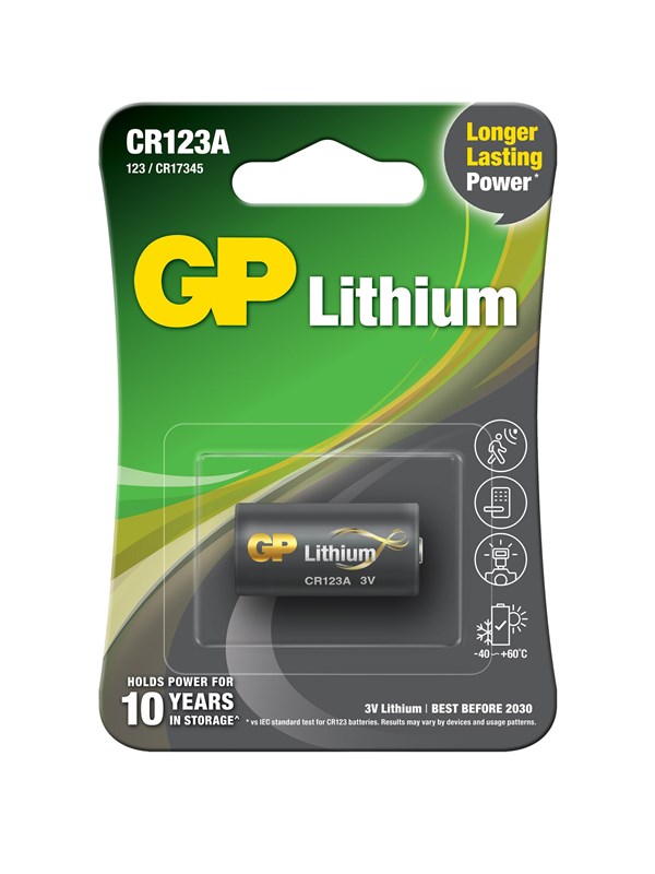 GP Lithium battery, CR123A, 1-pack