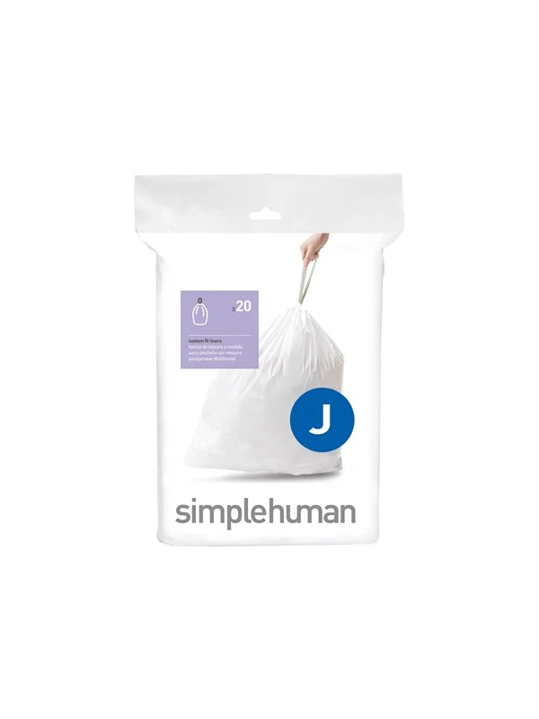 Simplehuman Kode J tilpassede søppelposer, pakke med 20, hvit
