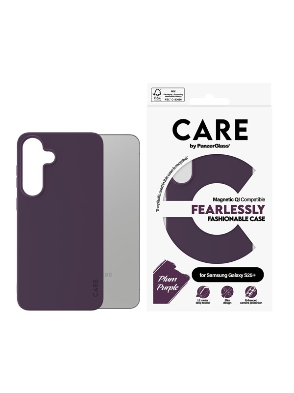 CARE by PanzerGlass Fashionable Case Plum Purple w. QI Compatible Samsung Galaxy S25+