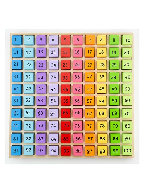 Bigjigs Wooden Number Blocks in a Square Board 100 pcs.
