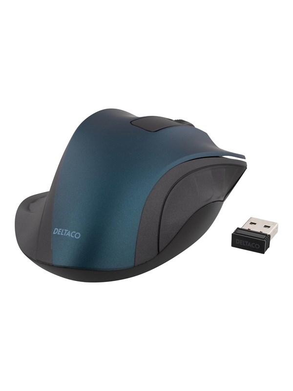 Deltaco MS-708 wireless optical mouse 1200 DPI blue - Mus - Optisk - 3 knapper - Blå