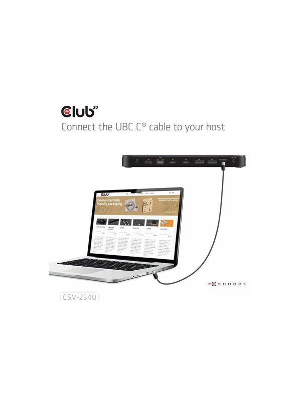 Club 3D 8-in-1 - docking station - USB-C - HDMI DP - 1GbE