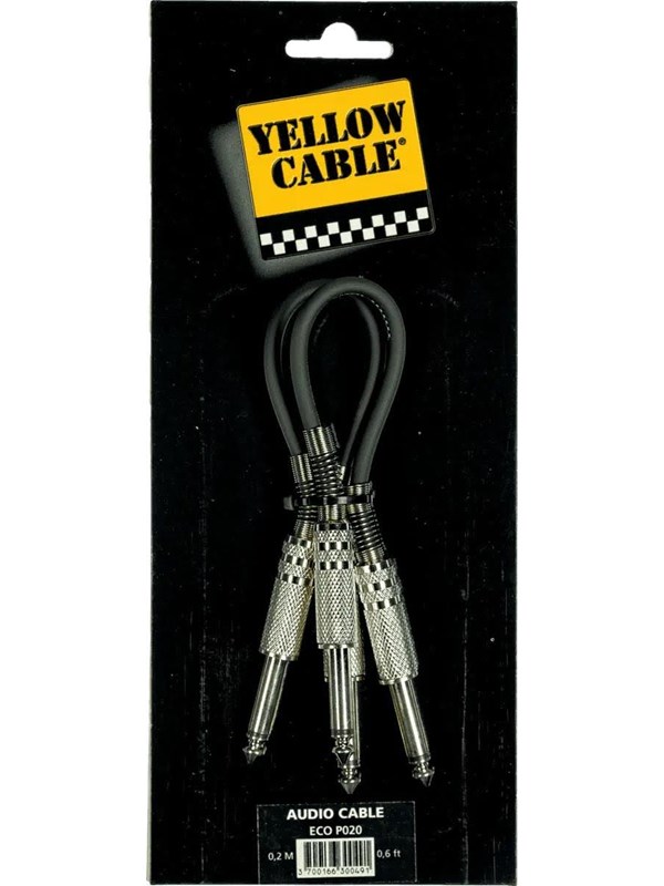Yellow Cable P020 - 2 x 1/4" Jack/Jack patchkabel 20cm.