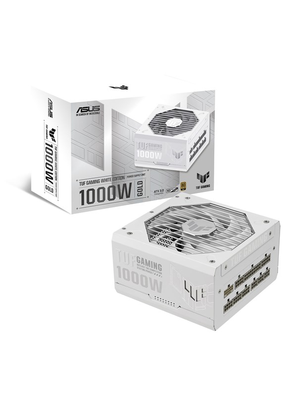 ASUS TUF GAMING 1000G - White Strømforsyning (PSU) - 1000 Watt - 135 mm - ATX 3.1 - 80 Plus Gold sertifisert