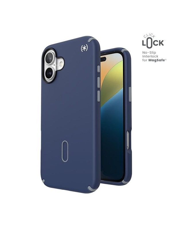 Speck Presidio2 Pro ClickLock & MagSafe - iPhone 16 Plus Case - Coastal Blue / Dust Gray / White