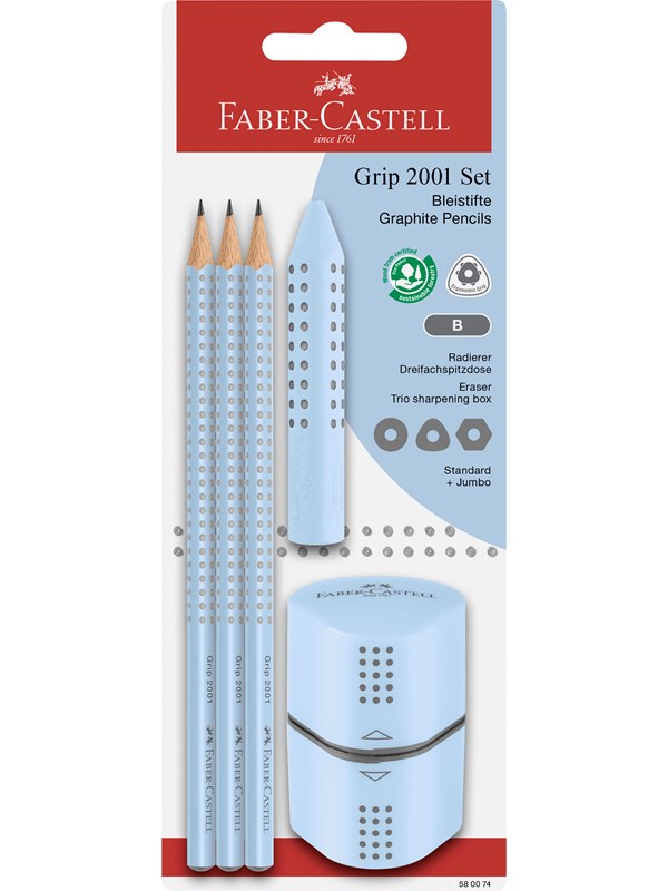 Faber-Castell Set Grip 2001 sky blue blister card