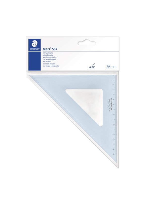 Staedtler Set square 26cm 45/45deg.trans.Blue