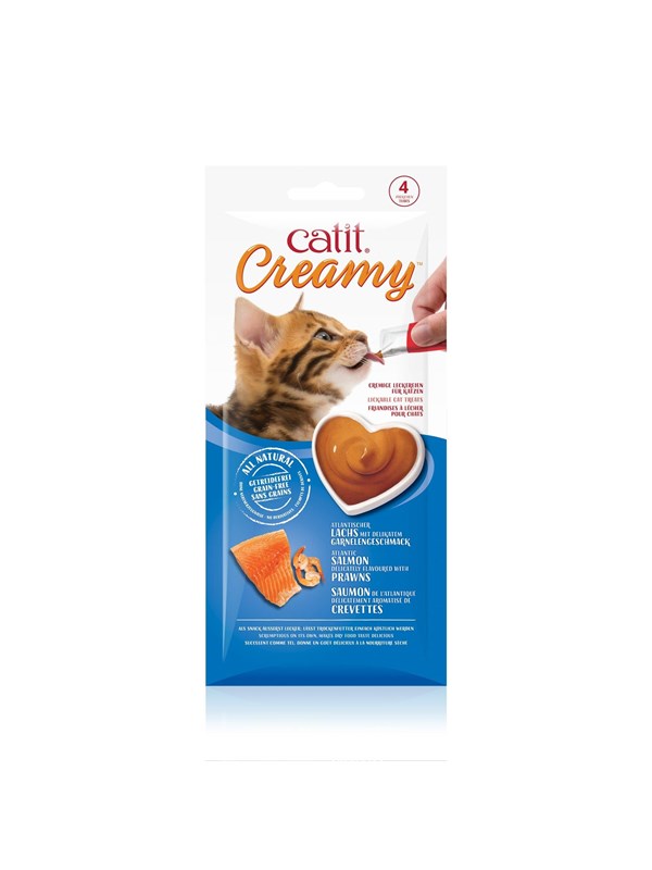 Catit - Creamy Premium Treat for Cats - Salmon with Prawns 4 x 10 g