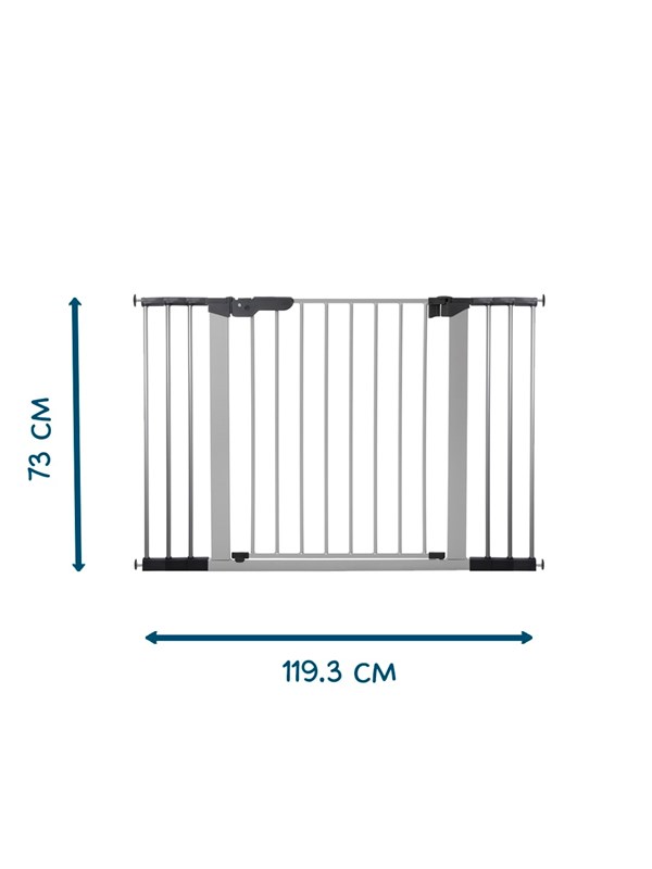 BabyDan Premier Safety Gate with 6 Extensions 112-119.3 cm Silver