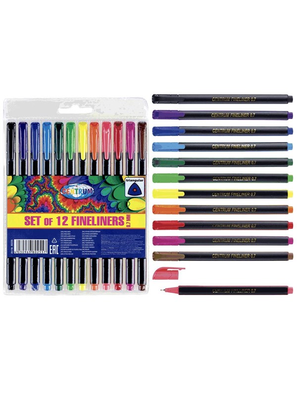 CENTRUM Fiber pen 12 pcs. ass. Triangular.