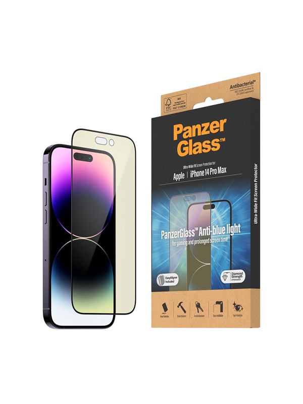 PanzerGlass Anti-blue light Screen Protector Apple iPhone 14 Pro Max | Ultra-Wide Fit w. EasyAligner