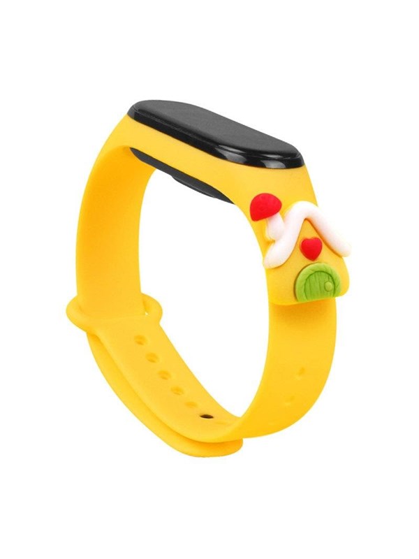 Hurtel Strap Xmas for Xiaomi Mi Band 3 / 4 Christmas Silicone Strap Bracelet with House - Yellow
