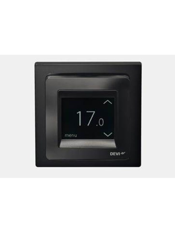 DEVI reg touch timer thermostat with design frame black
