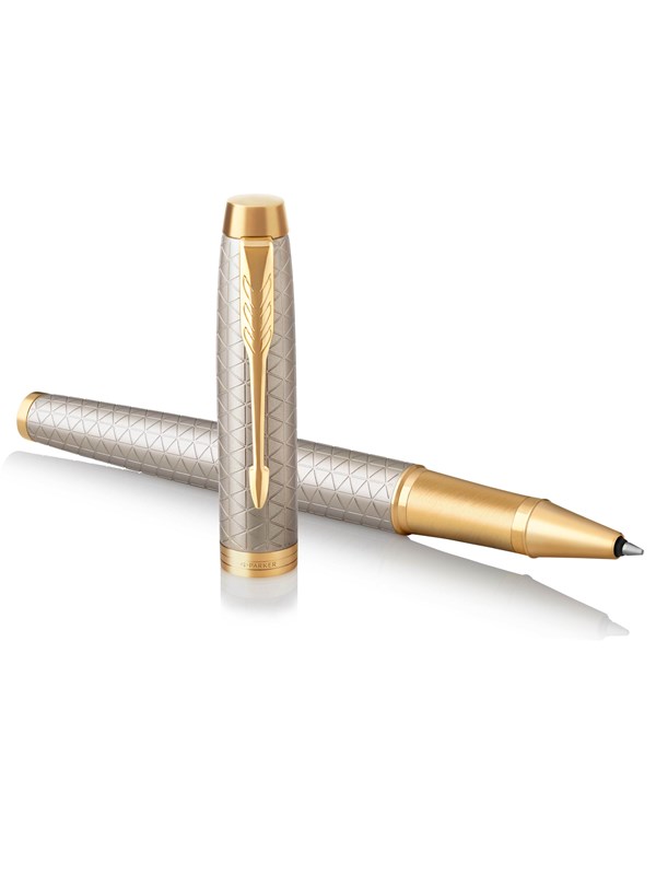 Parker IM Rollerball Pen | Premium Warm Silver | Fine Point Black Ink | Gift Box
